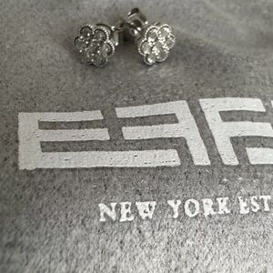 Effy Classic Sterling Silver Natural Diamond Bouquet Stud Earrings New